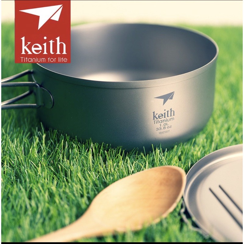 鎧斯Keith 純鈦輕量環保圓形便當飯盒1000ml Ti5328 戶外露營無毒抗菌鈦金屬炊具健康安全學生