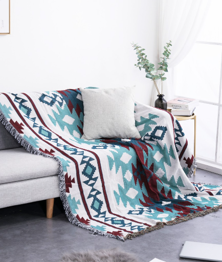 民族風編織毯 130*180cm 露營地墊 可水洗毯 雙層編織毯 沙發毯 歐風地毯 露營用品 露營美學