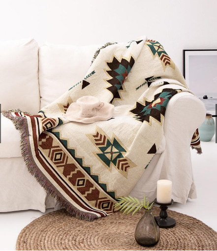 民族風編織毯 180*180cm 露營地墊 可水洗毯 雙層編織毯 沙發毯 歐風地毯 露營用品 露營美學