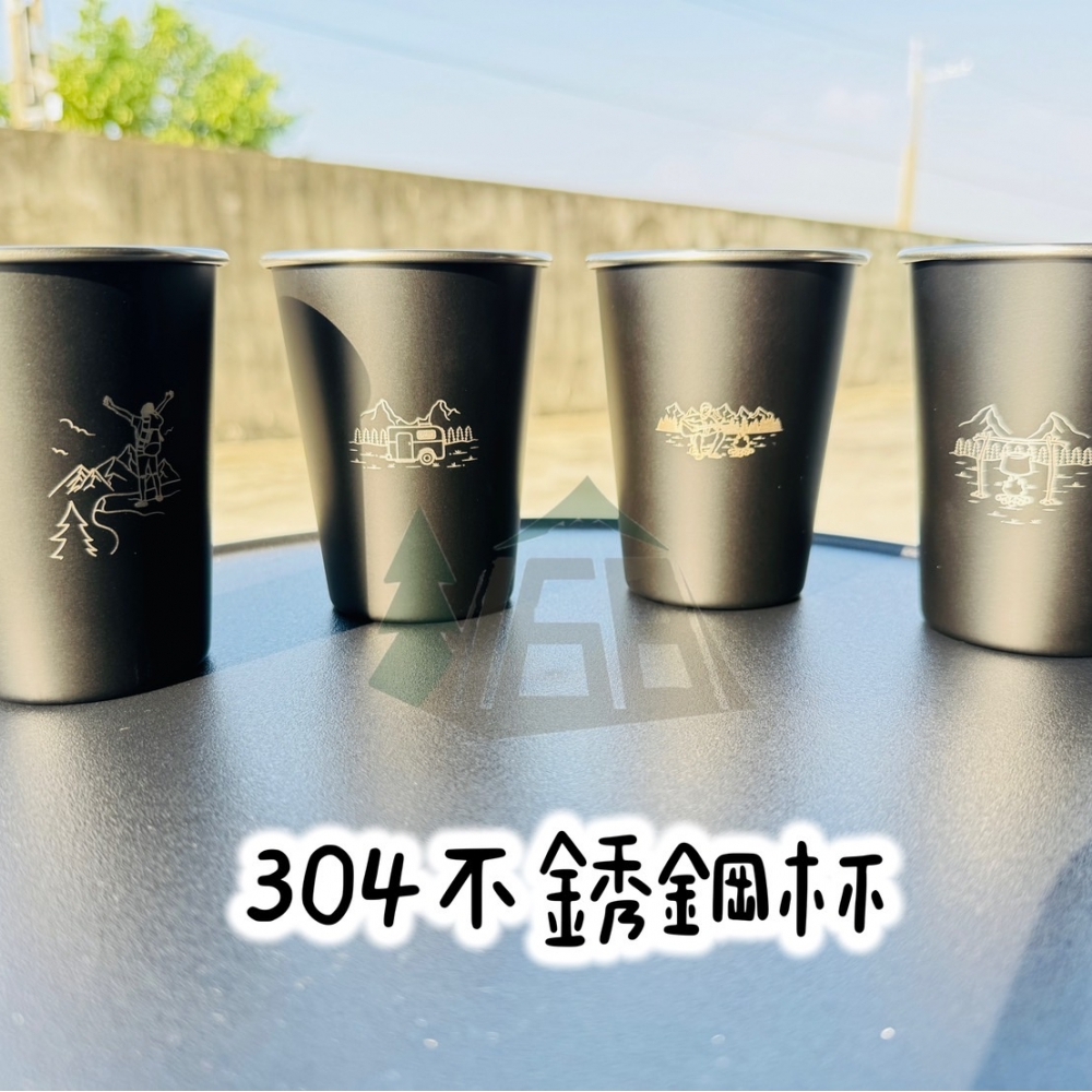 CLS 戶外野營杯4件組(黑色) 304不鏽鋼 水杯 咖啡杯 可疊收納 露營燒烤