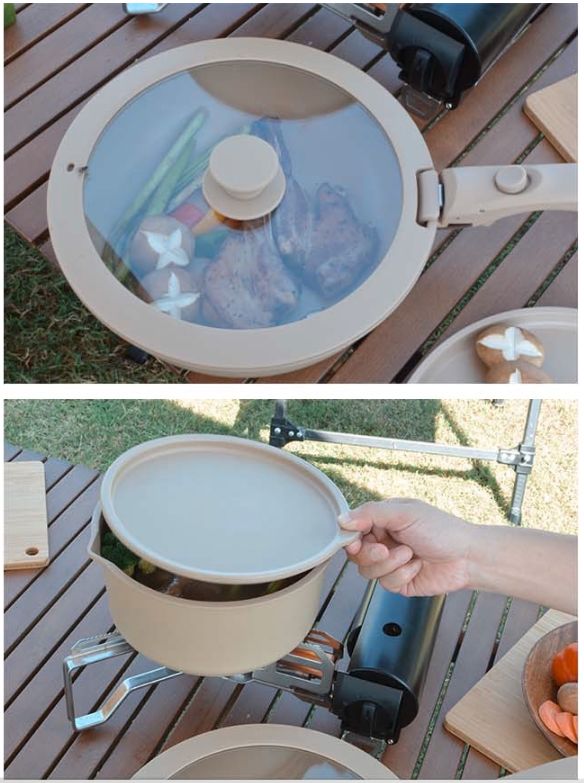 仙德曼 - 鑄造不沾煎烤盤鍋具組/可拆卸把手/附圓形收納袋(2色)