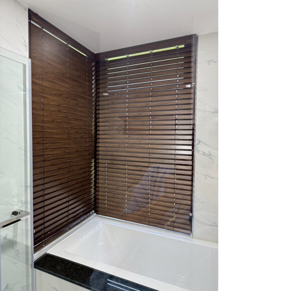 50mm咖啡色深棕色印刷木紋仿木百葉