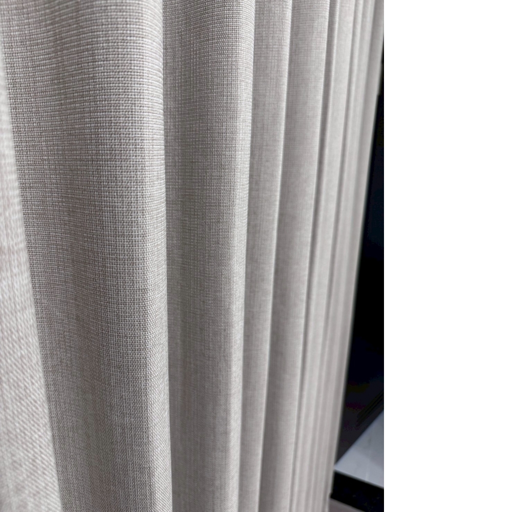 奶茶色麻感亞麻紋全遮光科技布