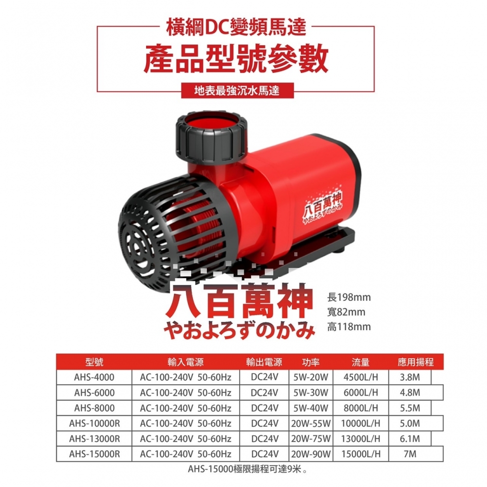 八百萬神變頻馬達6000L/H