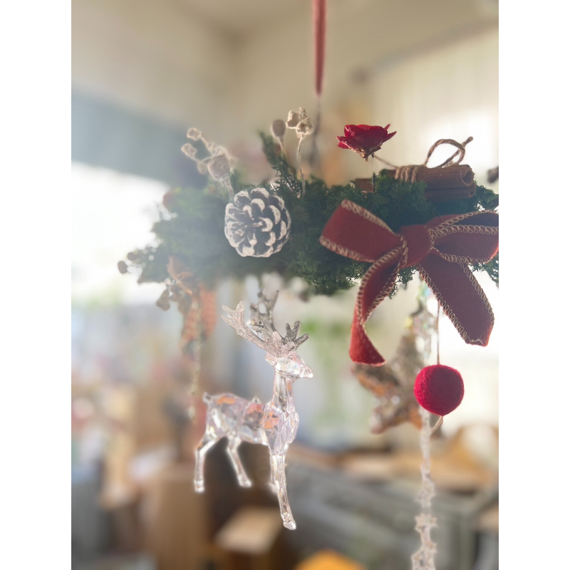 永生花 懸吊雪松聖誕花圈