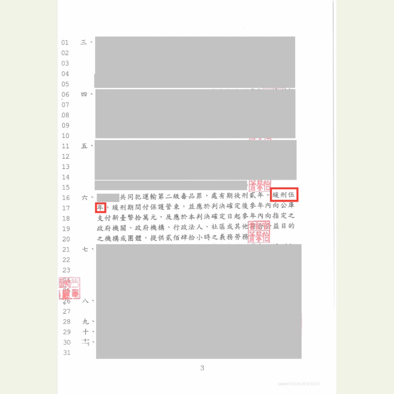 刑事-運輸毒品出國爭取緩刑成功