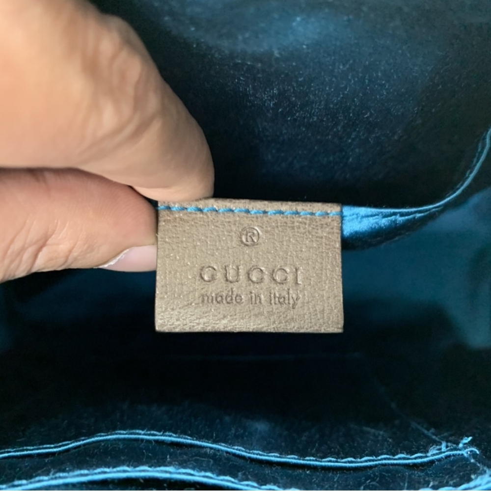 （已售出）GUCCI 經典Ophidia系列GG Logo印花綠紅綠帆布織-斜背包/貝殼包
