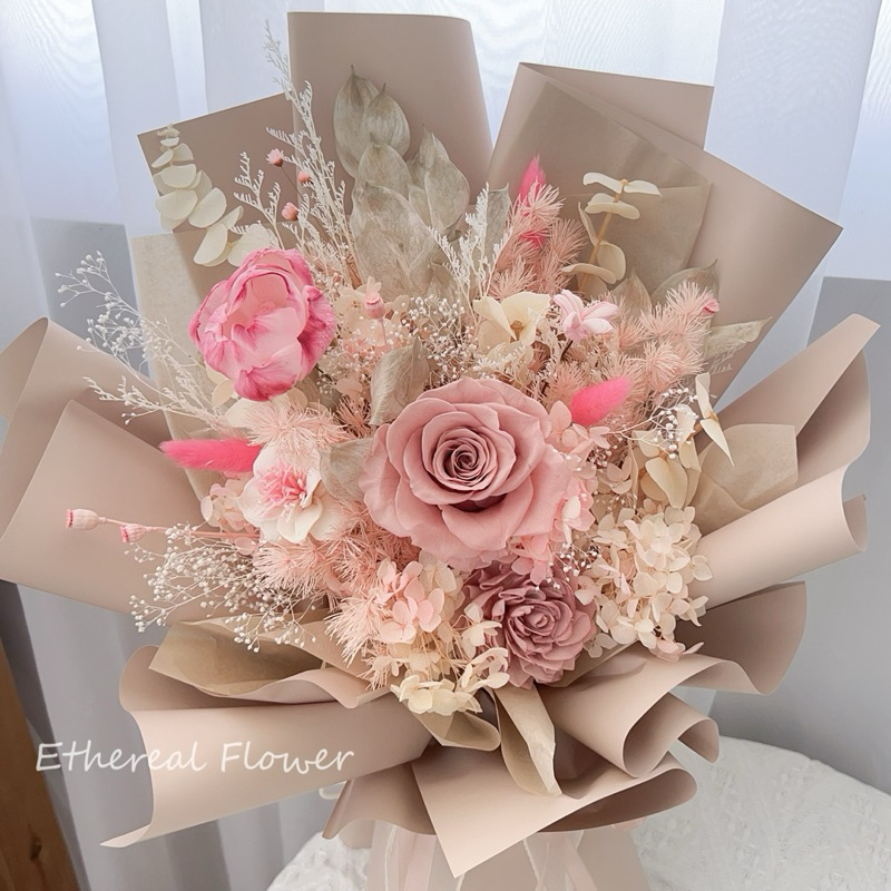 Ethereal flower桃粉色永生花束