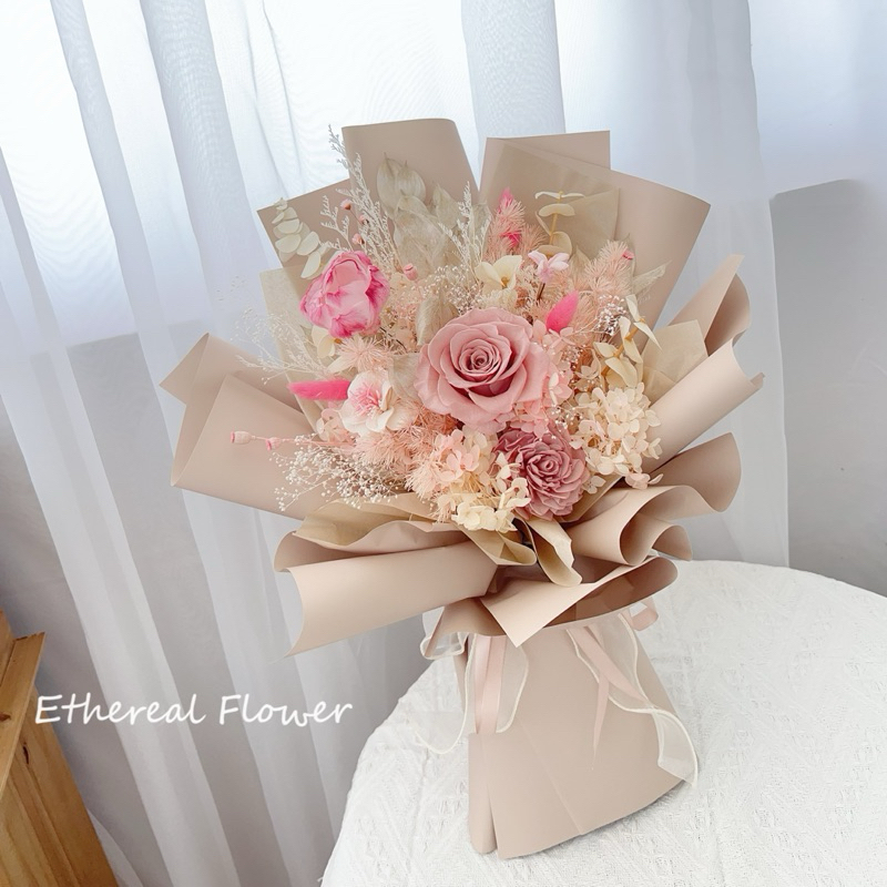 Ethereal flower桃粉色永生花束