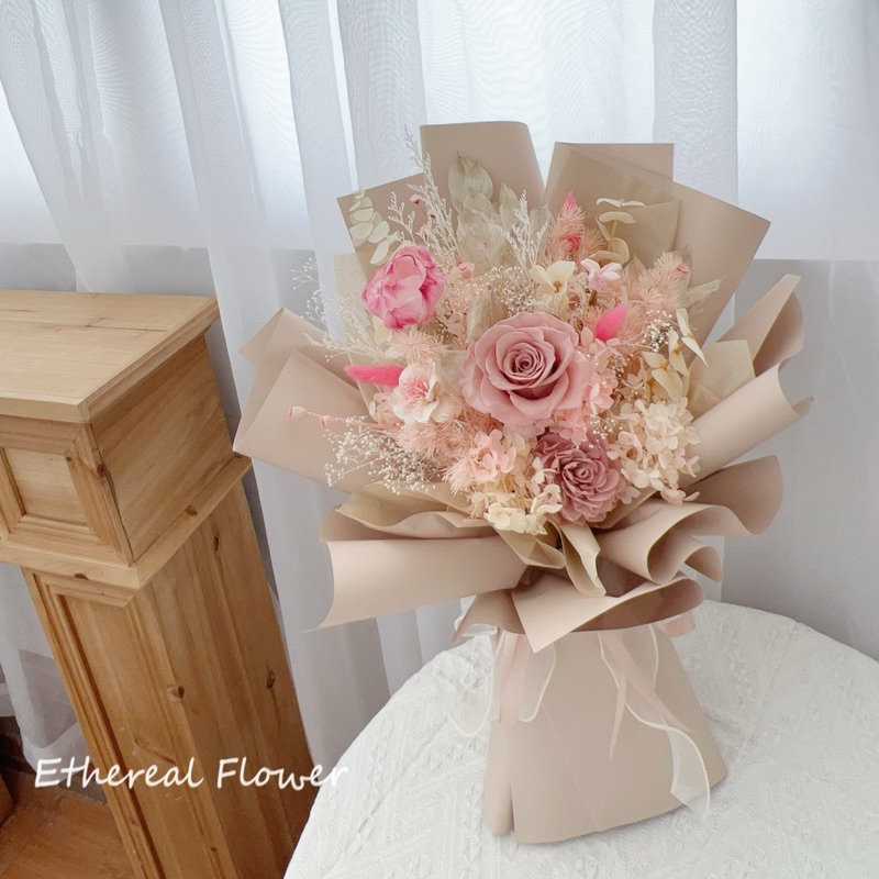 Ethereal flower桃粉色永生花束