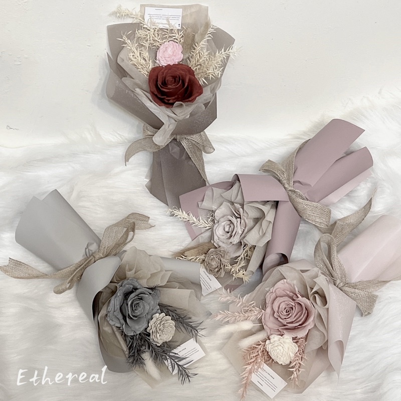 Ethereal flower莫蘭迪 永生玫瑰花束｜附提袋