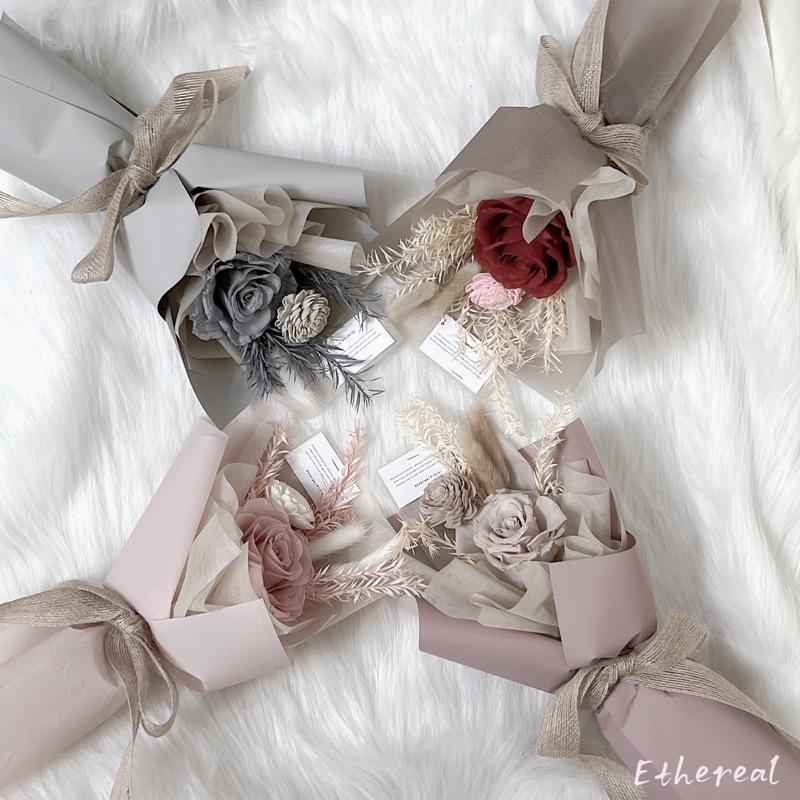 Ethereal flower莫蘭迪 永生玫瑰花束｜附提袋