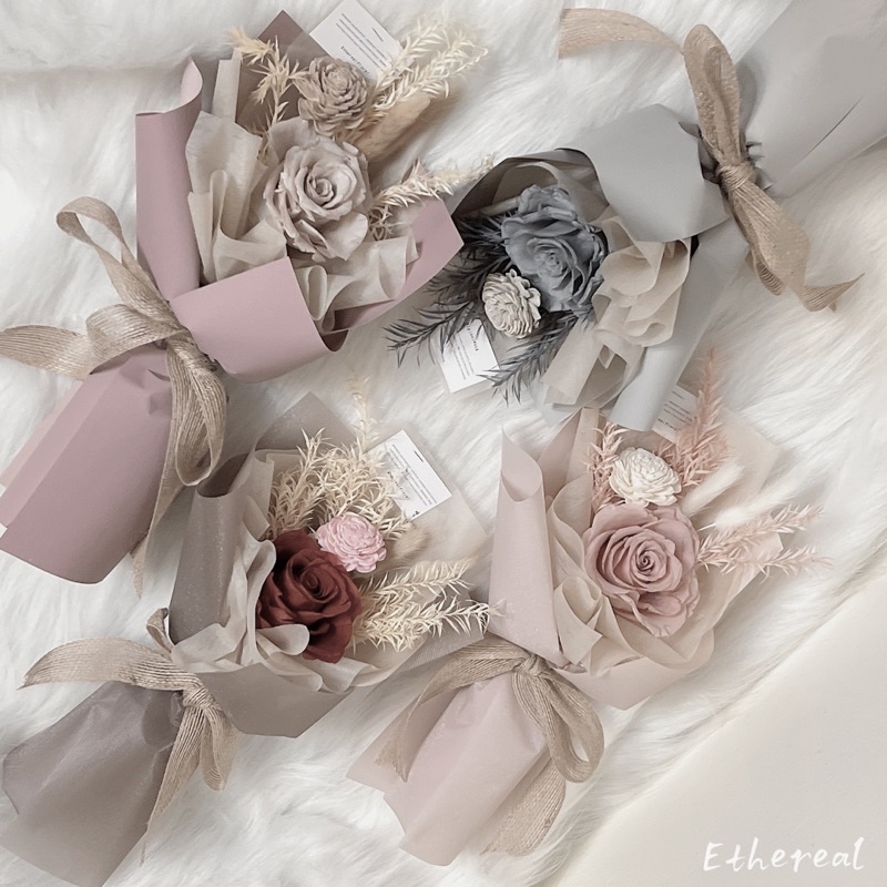 Ethereal flower莫蘭迪 永生玫瑰花束｜附提袋
