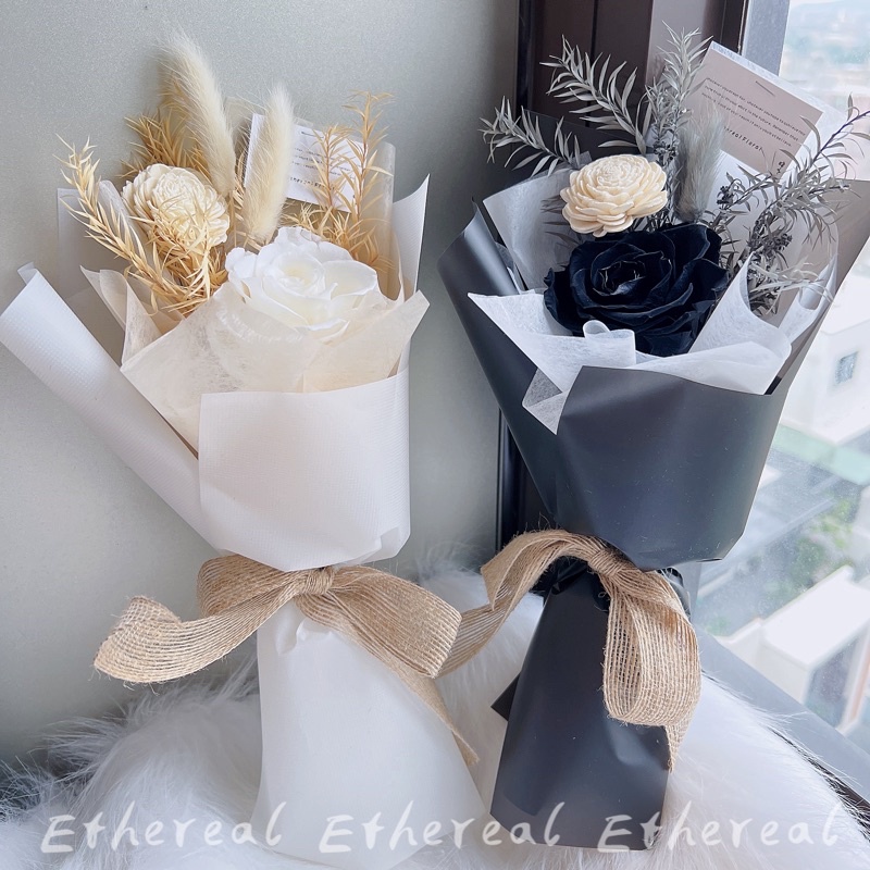 Ethereal flower莫蘭迪 永生玫瑰花束｜附提袋