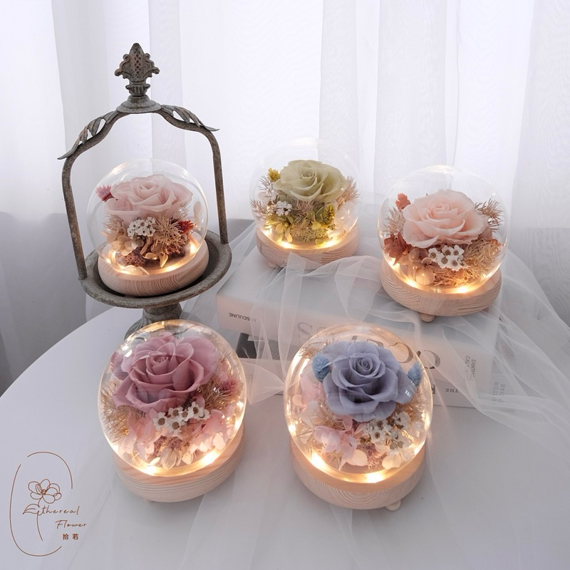 Ethereal flower 永生玫瑰玻璃花盅 玻璃花盅 月份花盅 12星座 花禮 開幕花禮 永生花盅 情人節禮物