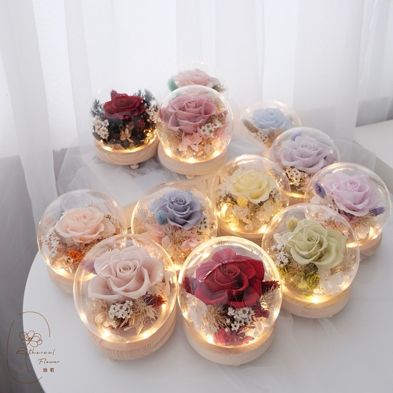 Ethereal flower 永生玫瑰玻璃花盅 玻璃花盅 月份花盅 12星座 花禮 開幕花禮 永生花盅 情人節禮物