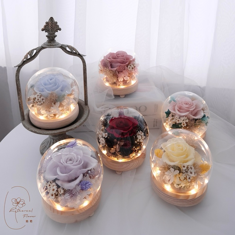 Ethereal flower 永生玫瑰玻璃花盅 玻璃花盅 月份花盅 12星座 花禮 開幕花禮 永生花盅 情人節禮物