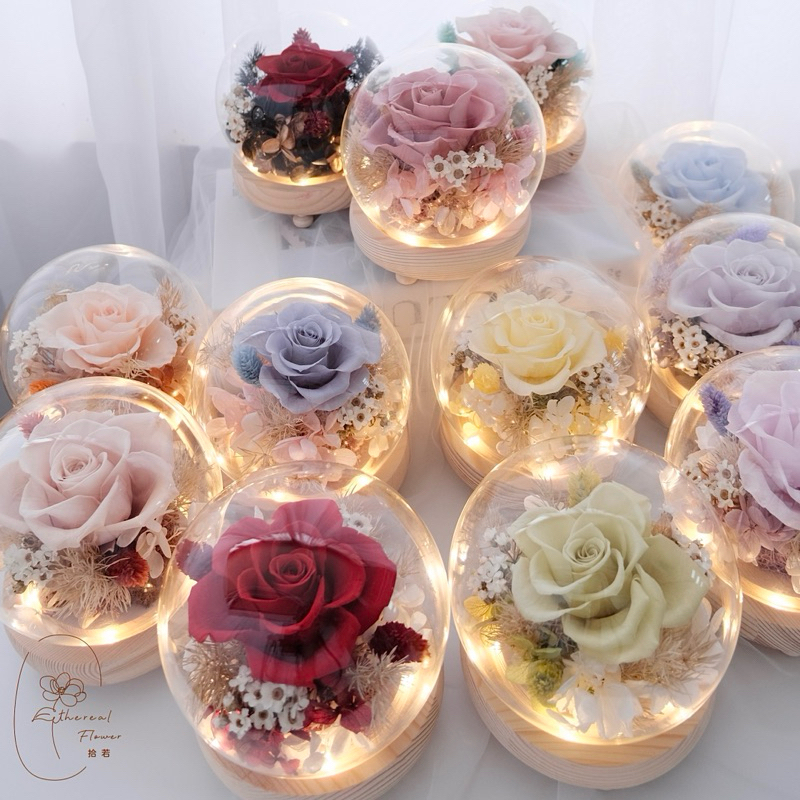 Ethereal flower 永生玫瑰玻璃花盅 玻璃花盅 月份花盅 12星座 花禮 開幕花禮 永生花盅 情人節禮物