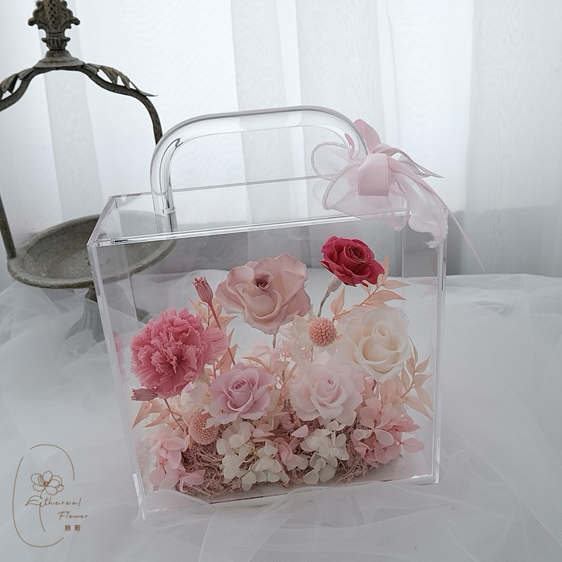 Ethereal Flower 手提盒永生花禮 喬遷花禮 生日禮物 開幕花禮 透明盒花禮 永生花盒 永生花禮
