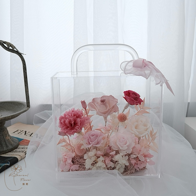Ethereal Flower 手提盒永生花禮 喬遷花禮 生日禮物 開幕花禮 透明盒花禮 永生花盒 永生花禮