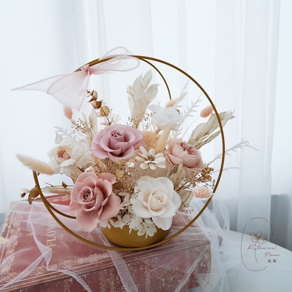 Ethereal Flower 粉金 開幕花禮 入厝花禮 喬遷花禮 永生花禮