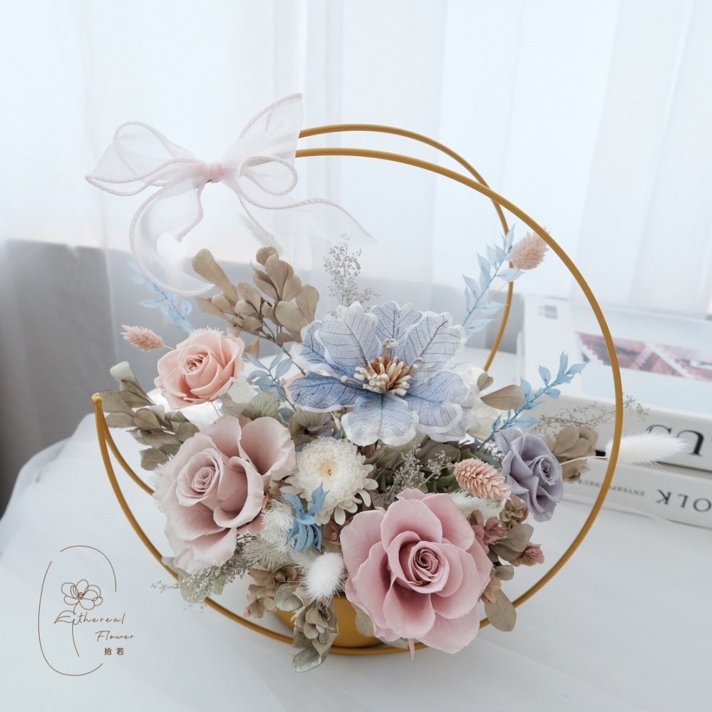 Ethereal Flower 優雅藍粉 開幕花禮 入厝花禮 喬遷花禮 永生花禮