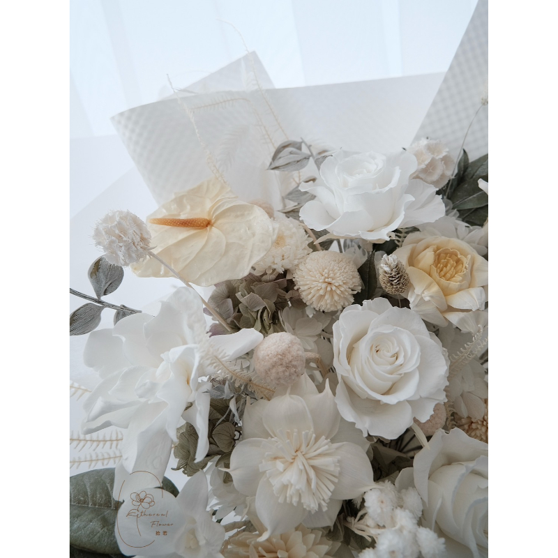 Ethereal Flowers 純白永恆 特大型 永生花束 求婚花束 告白花束 婚禮花束