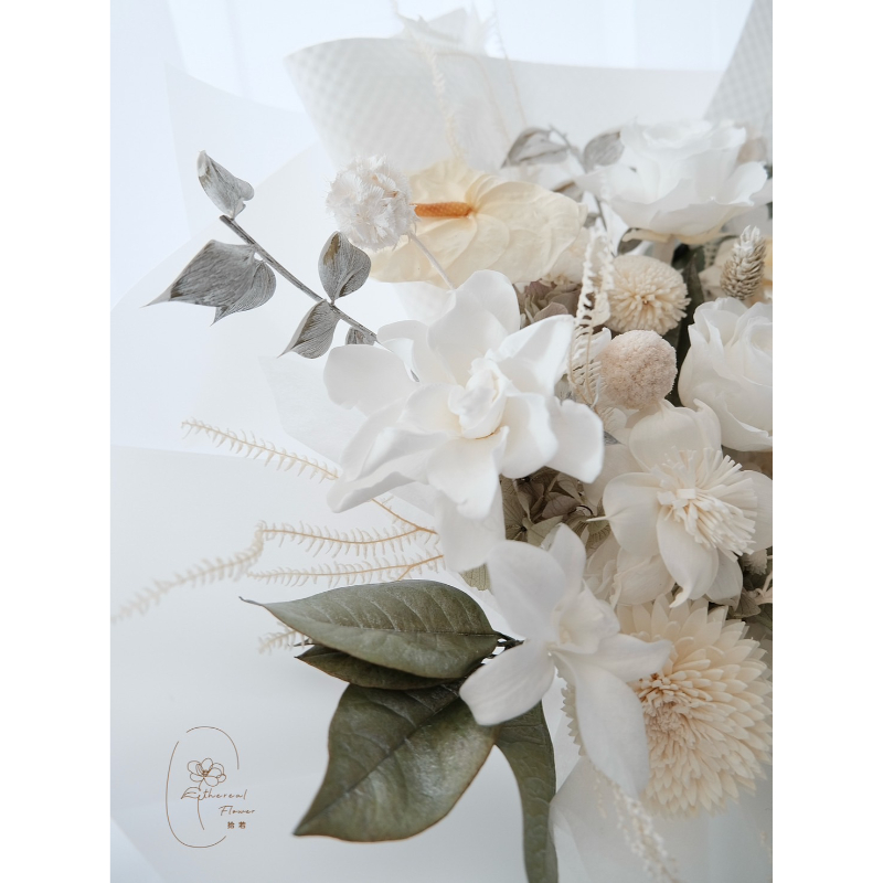 Ethereal Flowers 純白永恆 特大型 永生花束 求婚花束 告白花束 婚禮花束