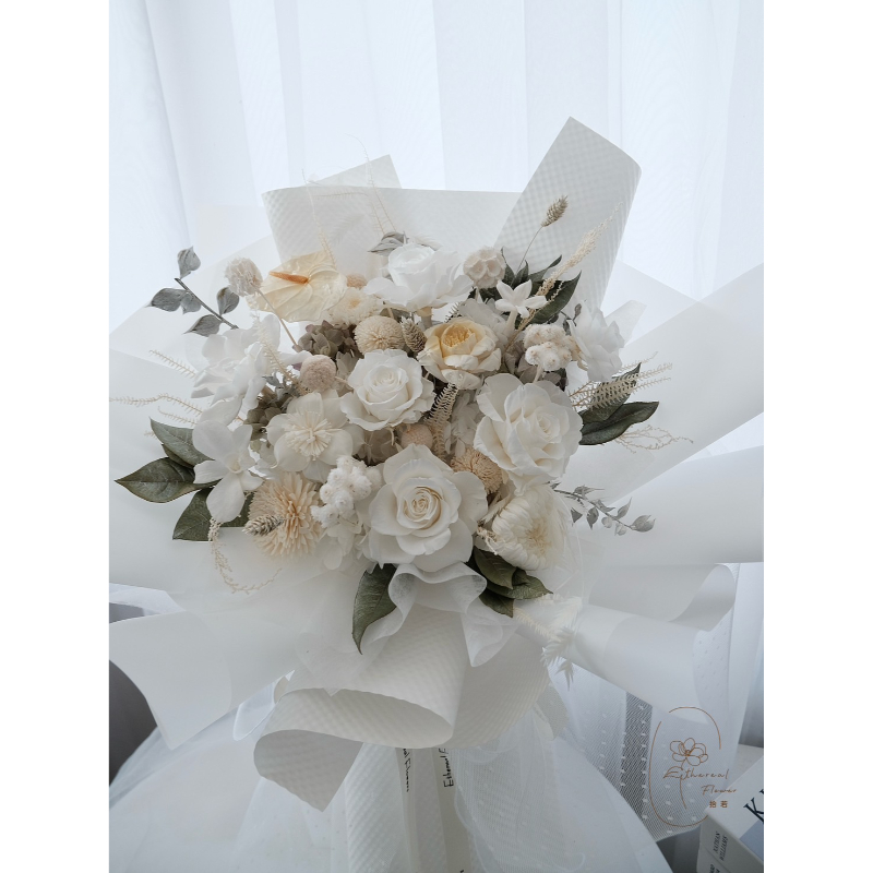 Ethereal Flowers 純白永恆 特大型 永生花束 求婚花束 告白花束 婚禮花束
