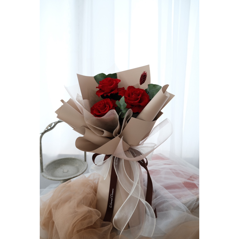 Ethereal flowers 3朵永生玫瑰花束 我愛你 永生玫瑰 生日花束 閨蜜花束 晉升 婚禮祝福