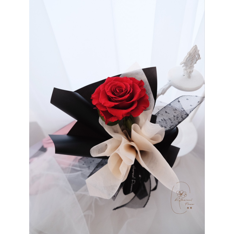 Ethereal Flower｜赤影 Scarlet Shadow｜單支永生玫瑰花束