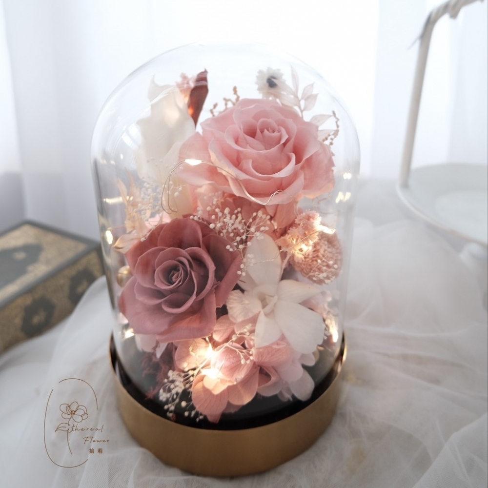 Ethereal Flowers 柔霧玫瑰｜Misty Rose｜永生玻璃花盅