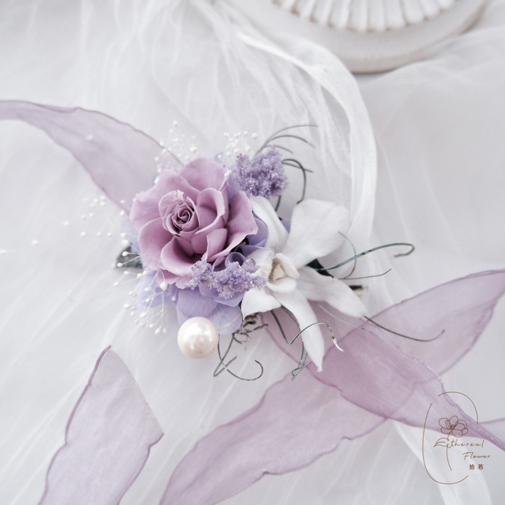 Ethereal Flower霧境柔光｜Misty Glow｜永生手腕花｜手工訂製｜婚禮配飾