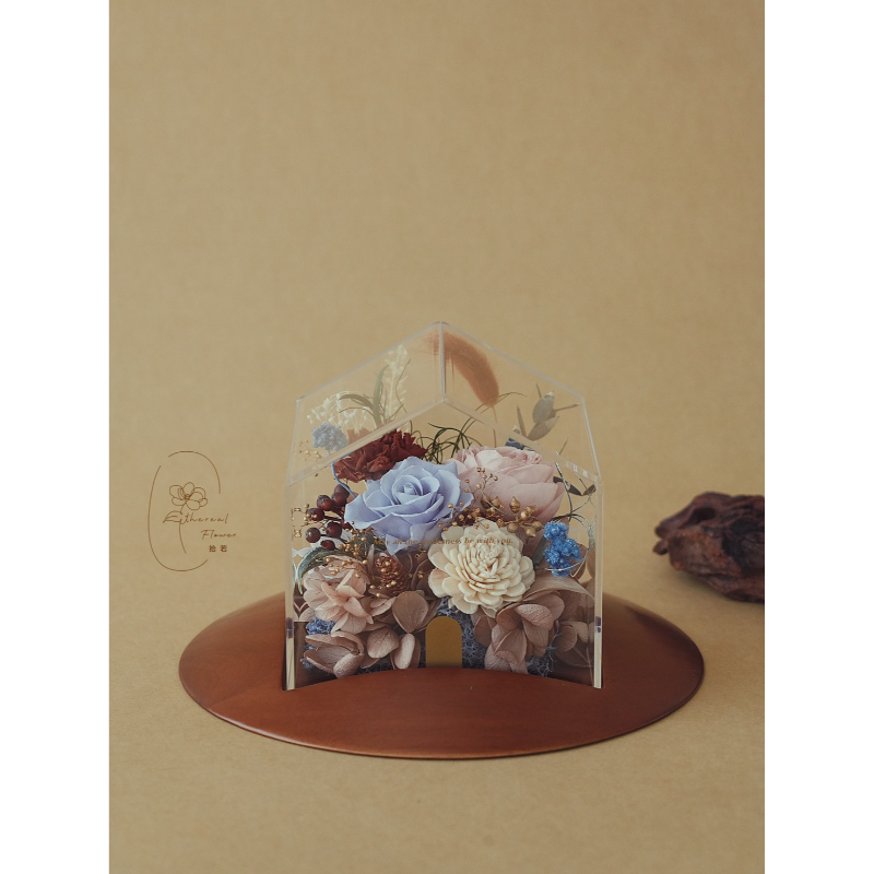 Ethereal Flower 晨霧藍語｜Misty Blue｜木質小房子永生花禮盒