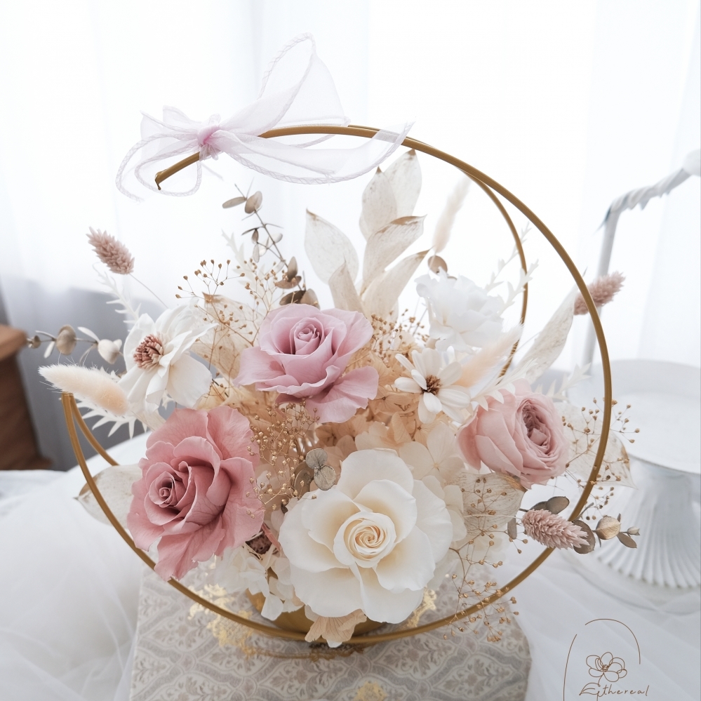 Ethereal Flower 粉金 開幕花禮 入厝花禮 喬遷花禮 永生花禮