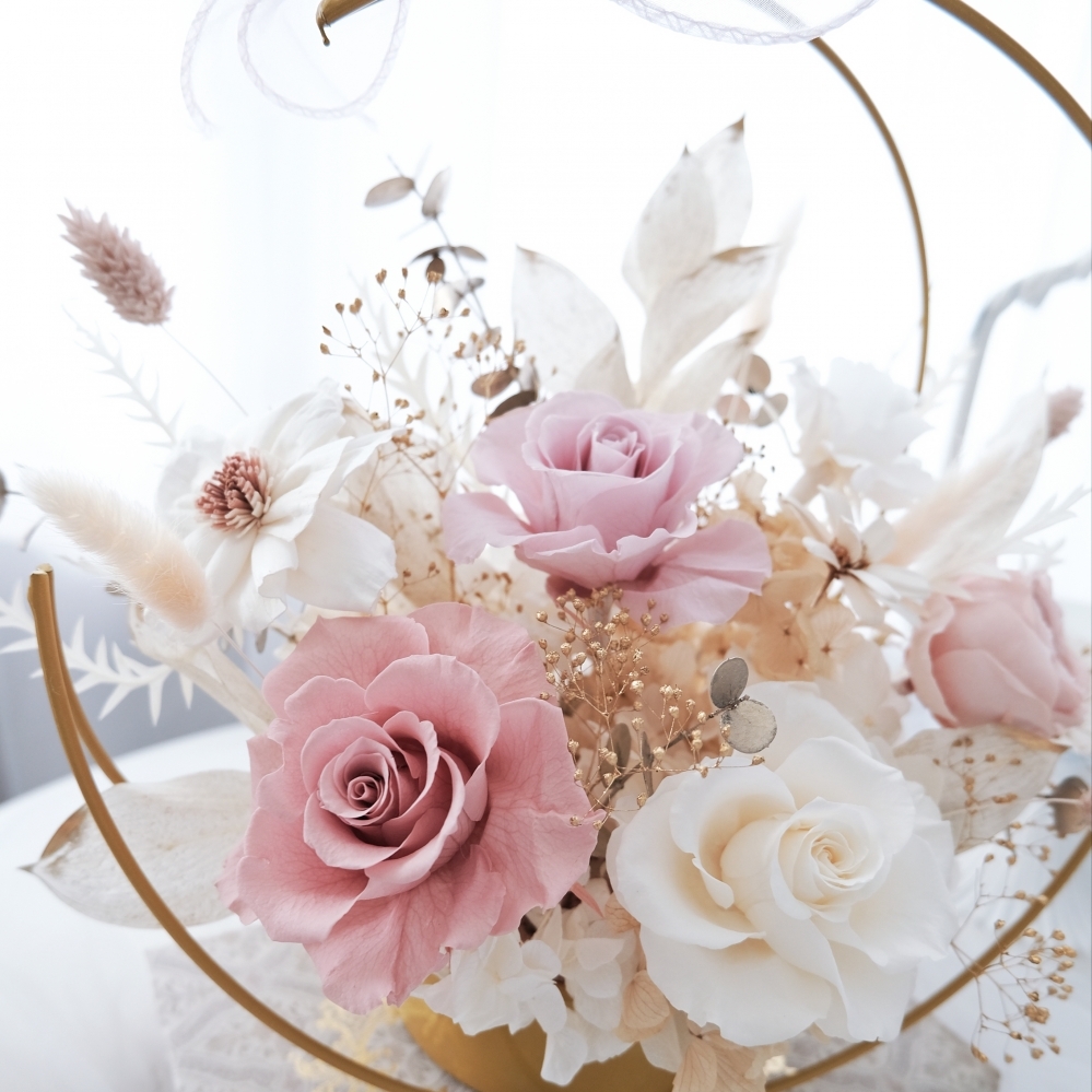 Ethereal Flower 粉金 開幕花禮 入厝花禮 喬遷花禮 永生花禮