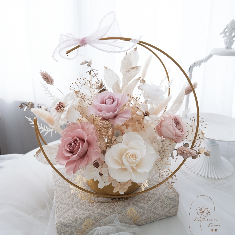 Ethereal Flower 粉金 開幕花禮 入厝花禮 喬遷花禮 永生花禮