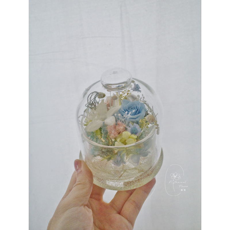 藍靜時光｜永生花玻璃圓頂座