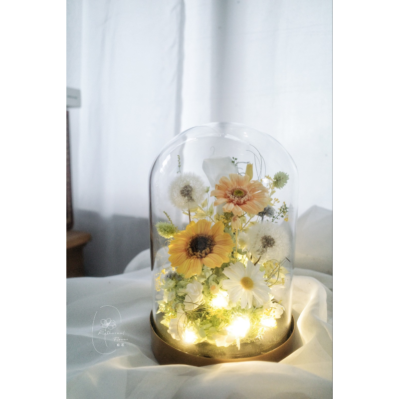 晴日野花｜永生花燈光玻璃花盅