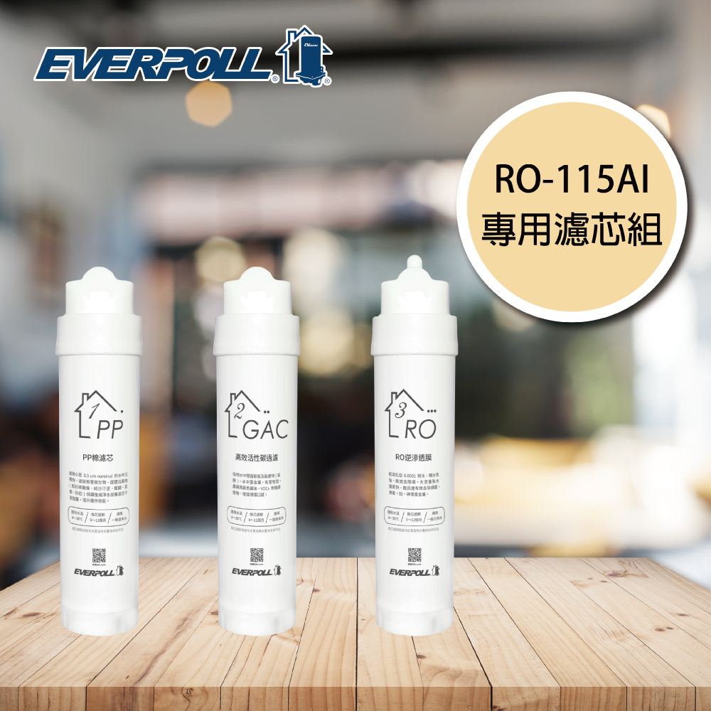 RO-115AI專用濾芯組(三入組)(RO-AI-1Y)｜EVERPOLL愛科濾淨 