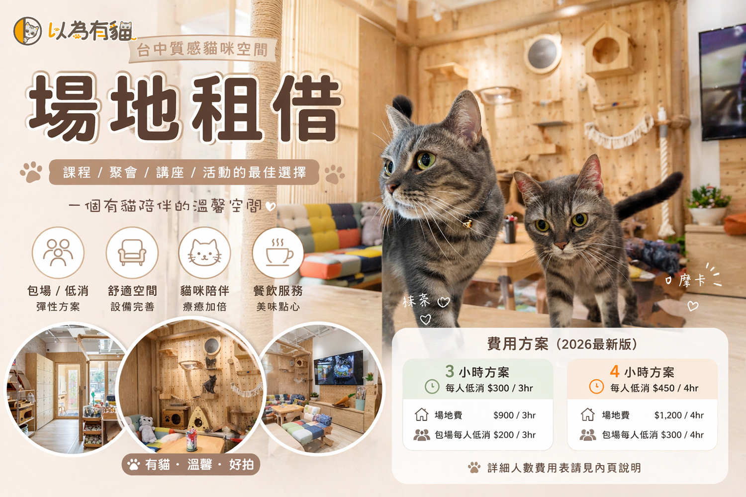 台中場地租借推薦｜以為有貓包場費用怎麼算？低消 vs 包場完整比較（2026）