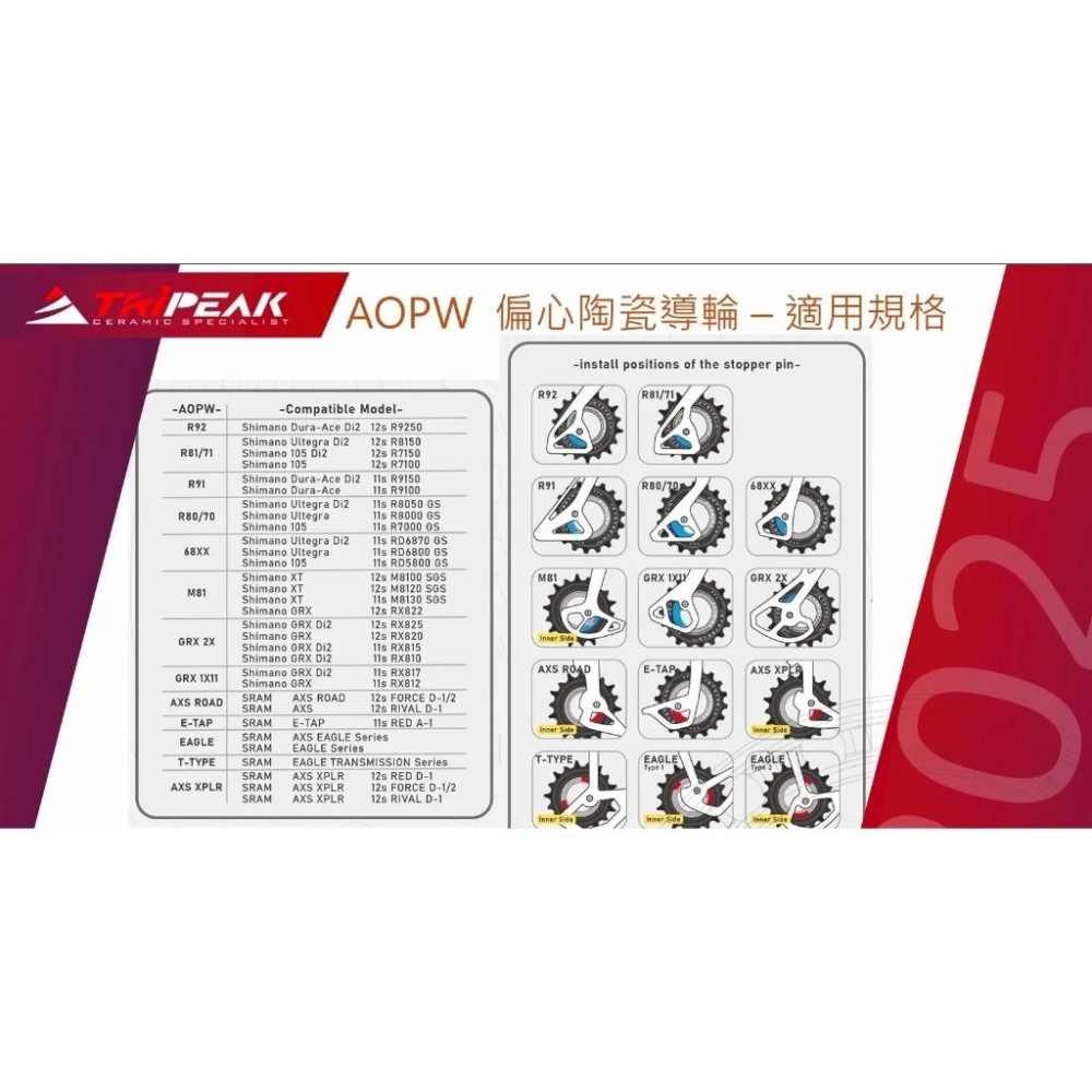 (SHIIMANO-91XX)【風逸單車】Tripeak AOPW 偏心陶瓷大導輪 FOR SHIIMANO