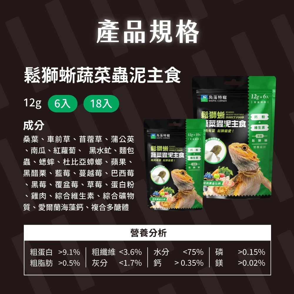 角落水族-鬆獅蜥蔬菜蟲泥主食
