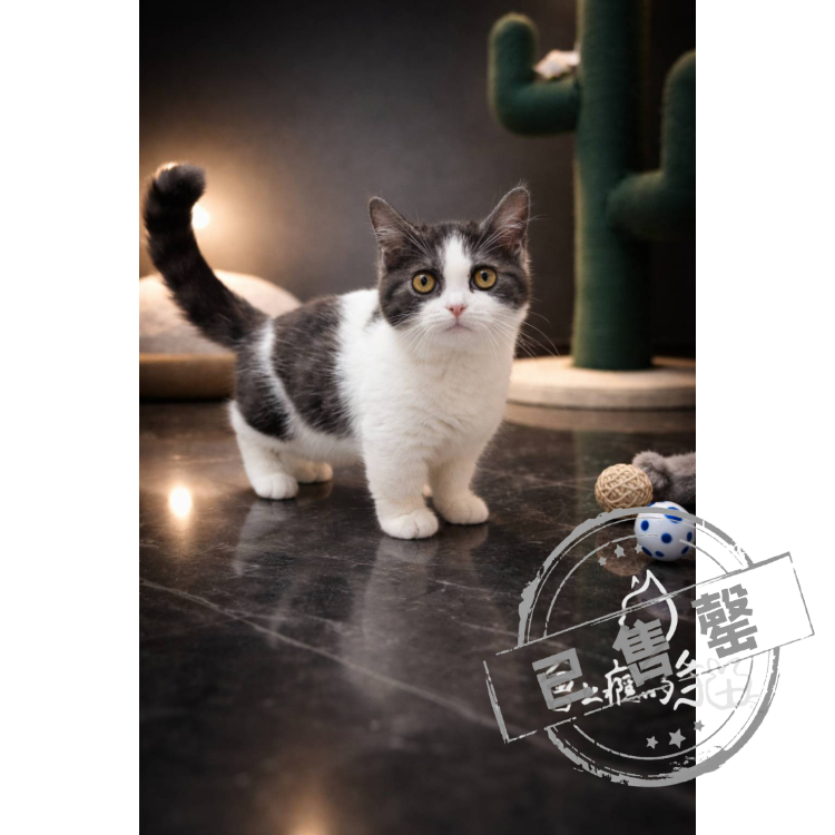 【已售出】曼赤肯-黑白賓士