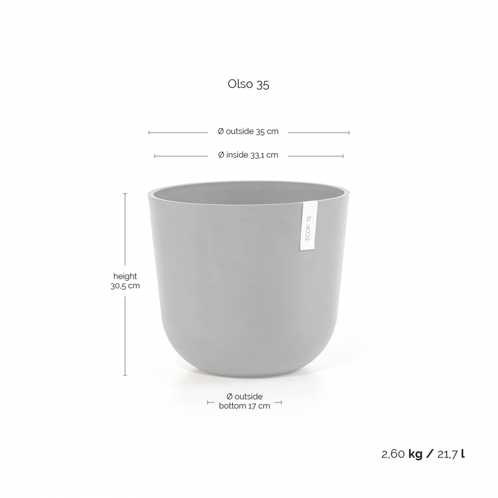 Ecopots Oslo 奧斯陸  35cm 圓盆＋底盤 