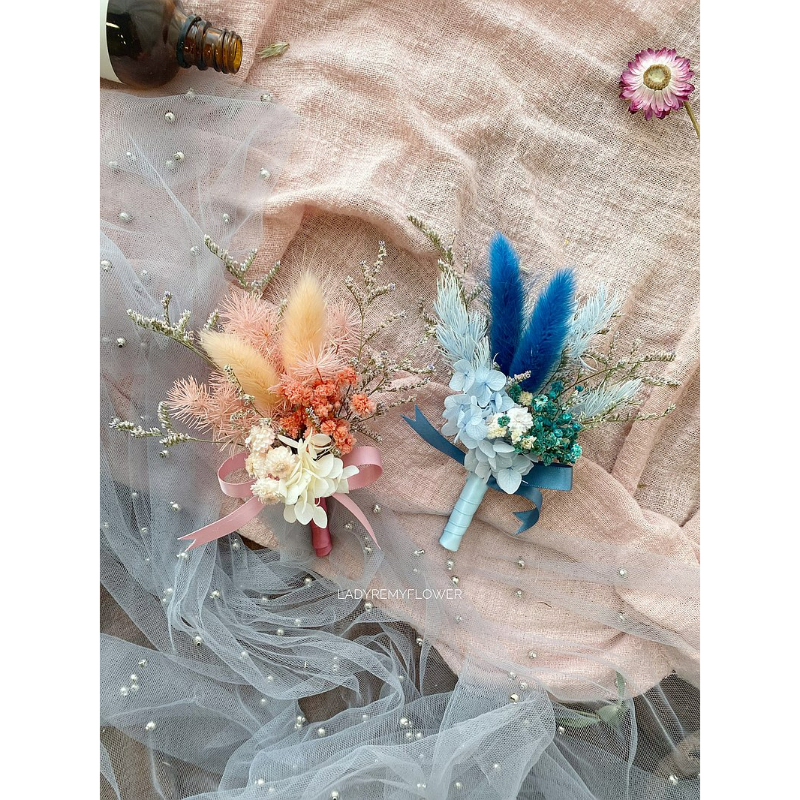 婚禮結婚胸花 主婚人伴娘伴郎招待 婚攝道具 乾燥花永生花 客製