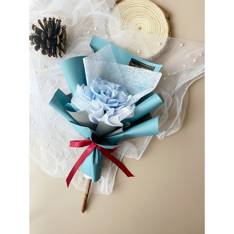 單朵10公分大玫瑰 樹枝韓式多層次花束