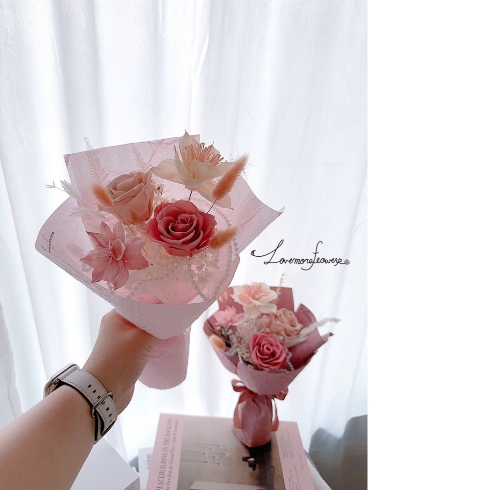 雙朵不凋玫瑰小花束