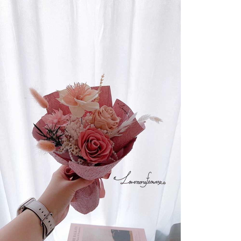 雙朵不凋玫瑰小花束