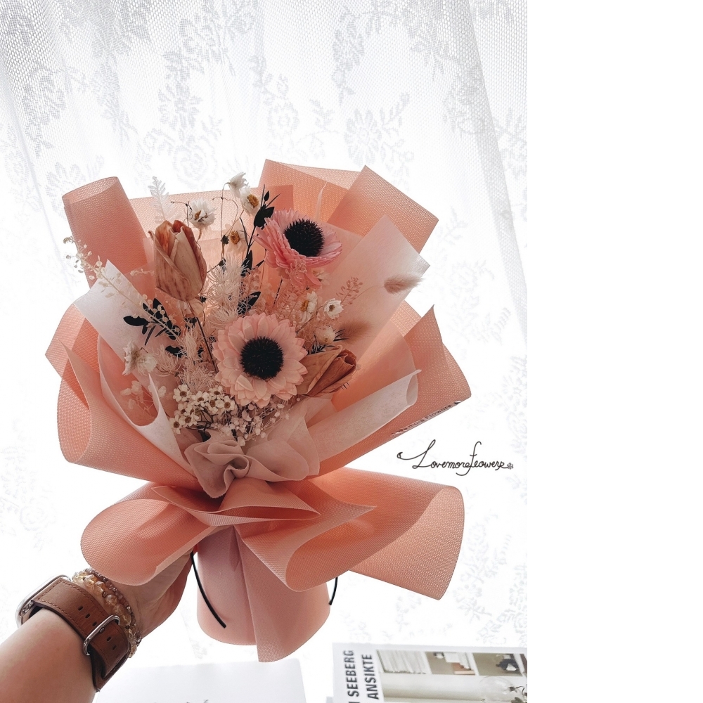 優雅粉向日葵花束
